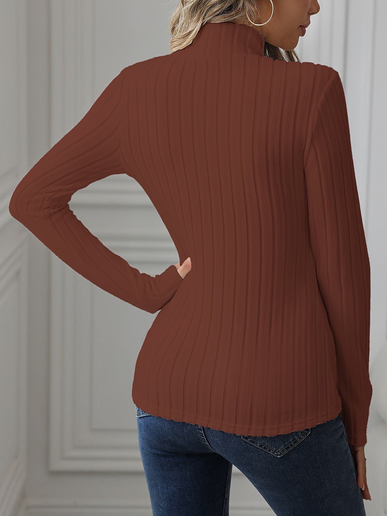 ELENA | RIBBED MOCK NECK SWEATER