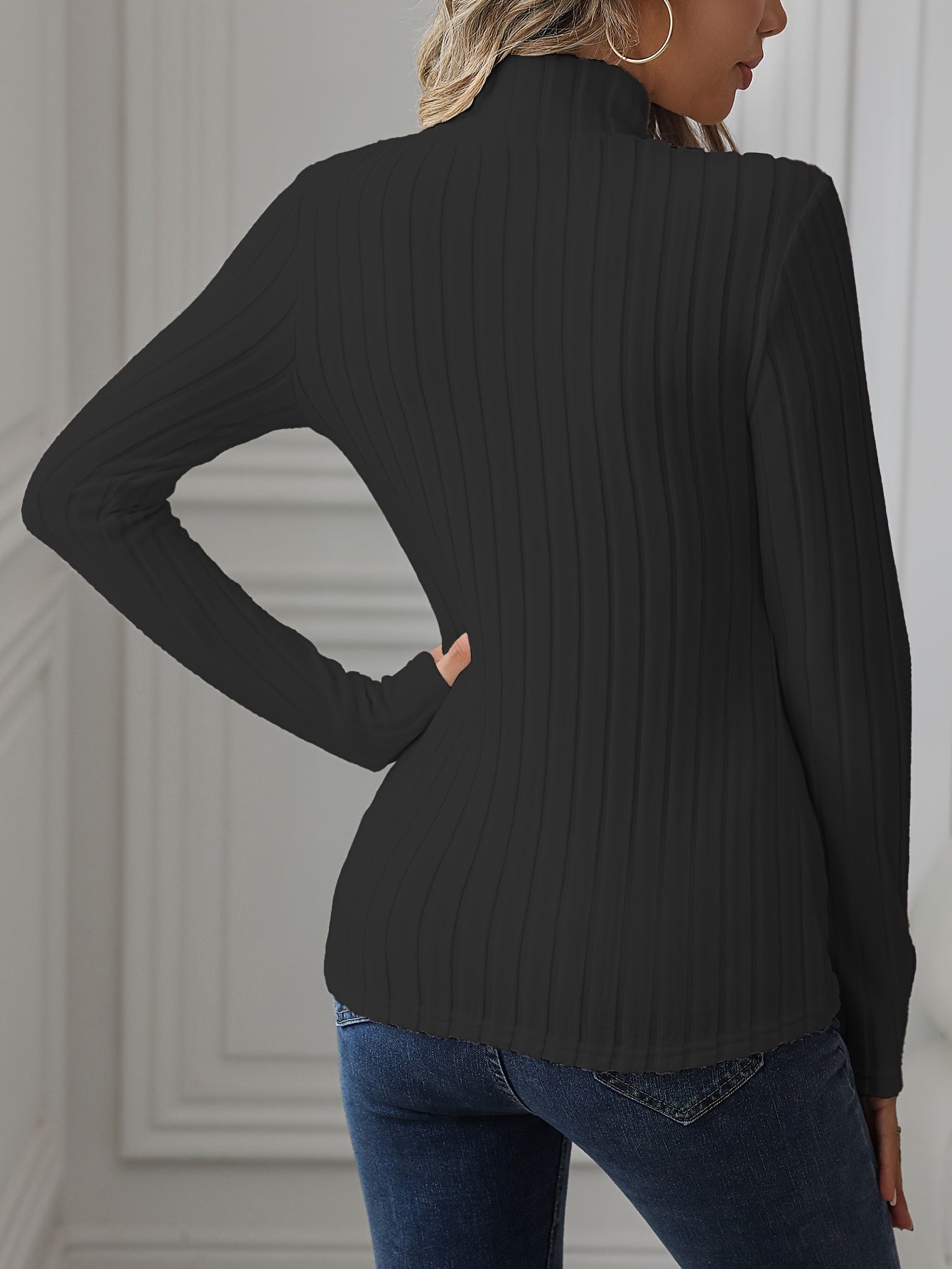 ELENA | RIBBED MOCK NECK SWEATER